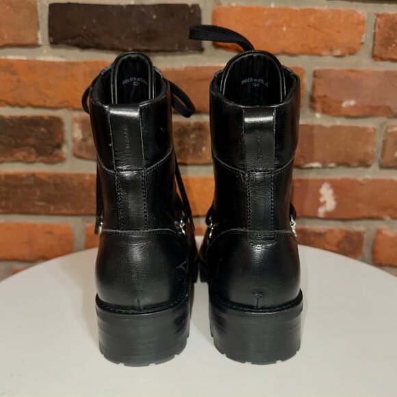 All Saints Franka Black Leather Combat Boots Size 5 - Picture 2 of 10